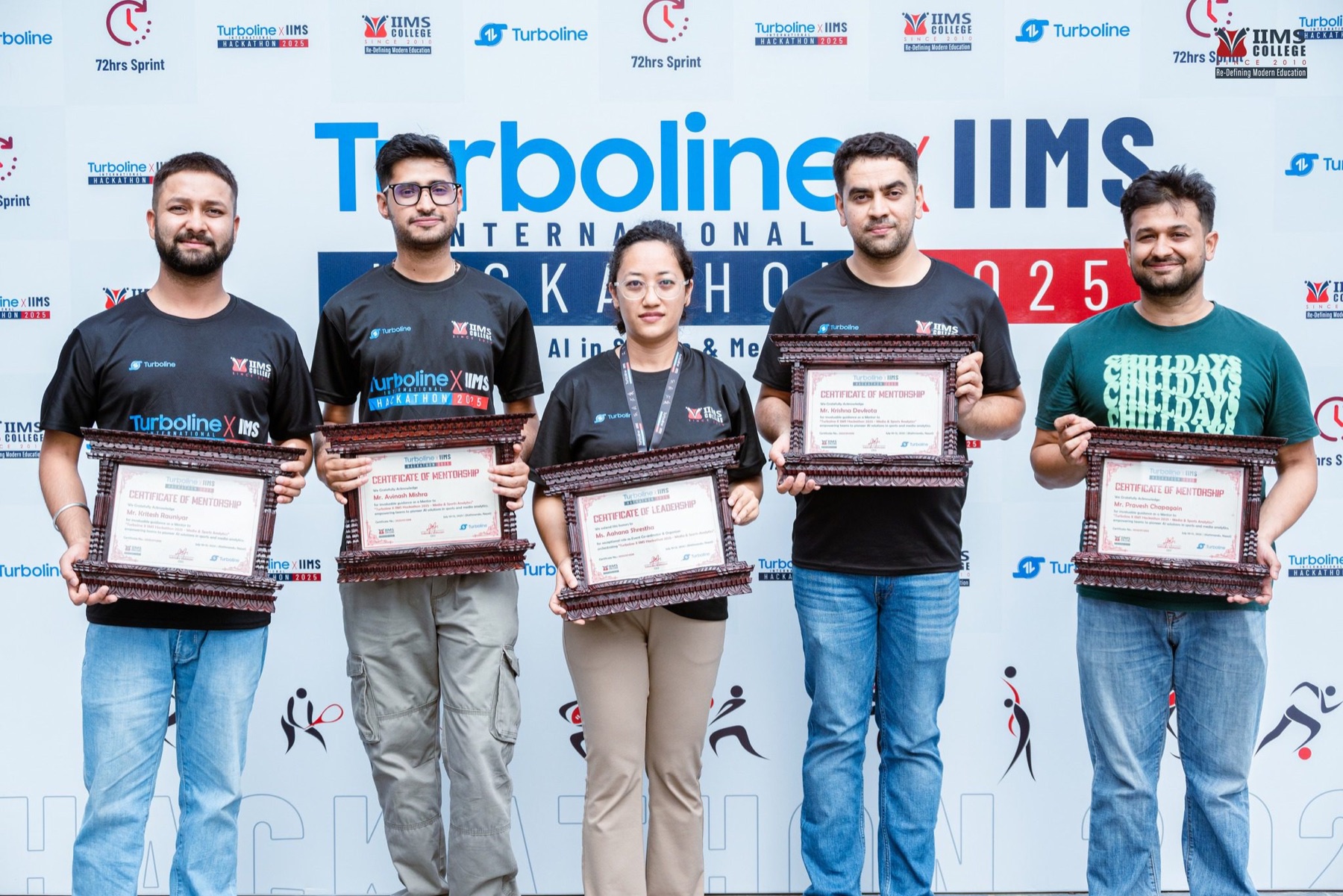 Recognized participants holding certificates at the closing ceremony